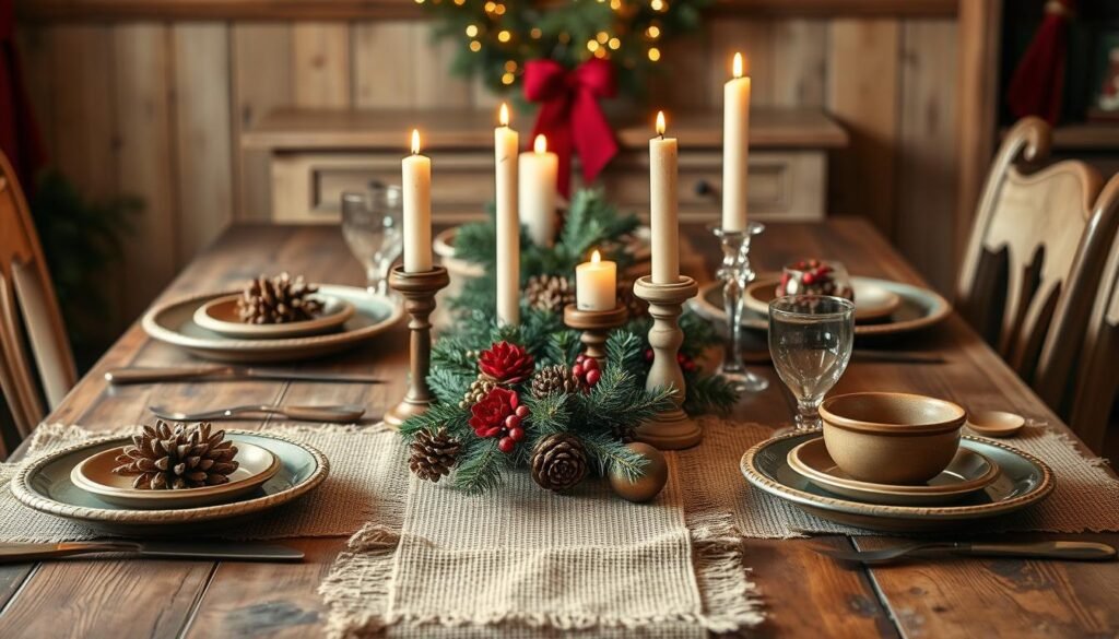 Primitive Christmas table setting