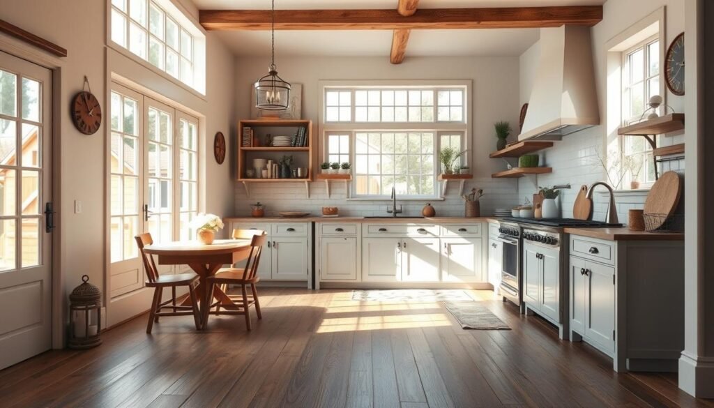 farmhouse-style wood floors