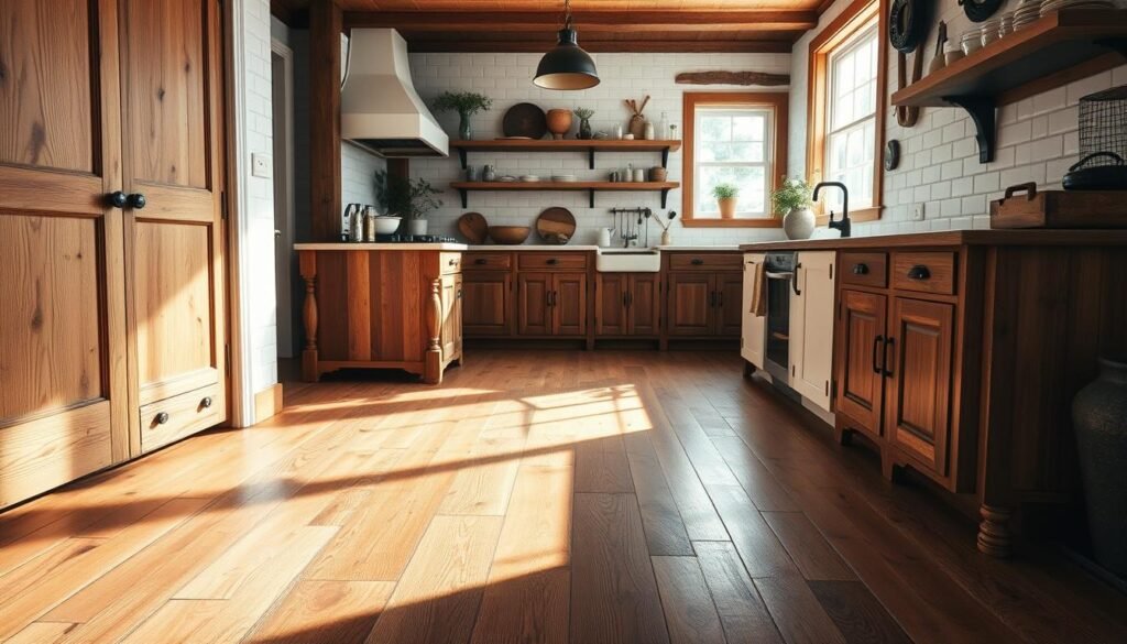 farmhouse wood kitchen flooring