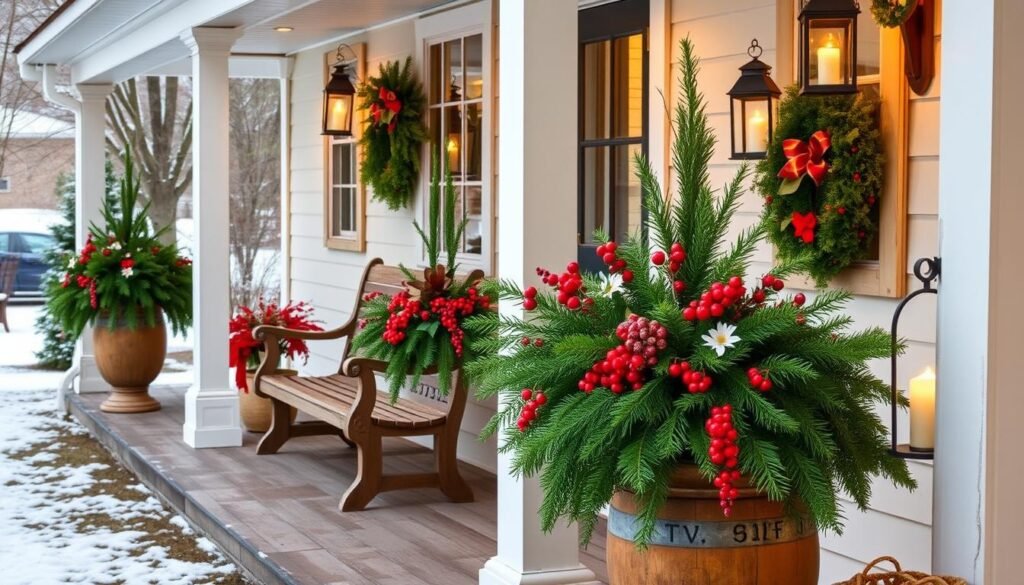 holiday porch planters