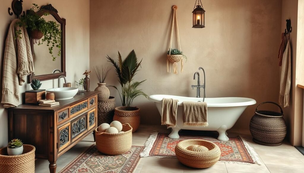 bohemian style bathroom