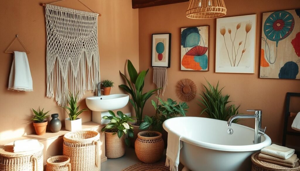 bohemian style bathroom