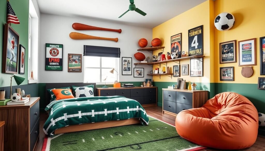 sports-themed bedroom